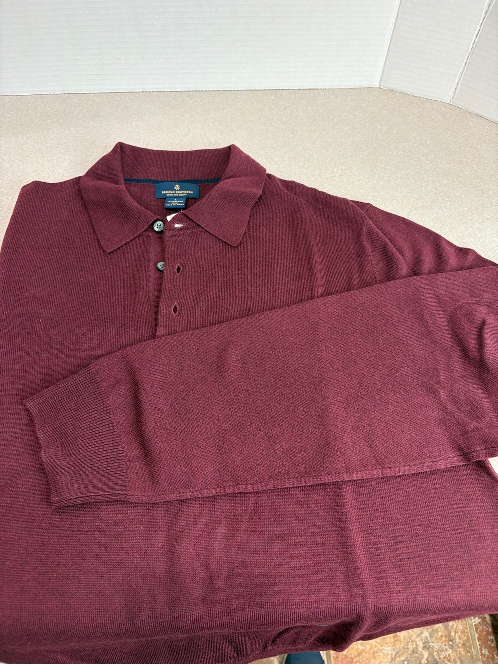 Brooks Brothers Men's Long-Sleeve Polo - Wine